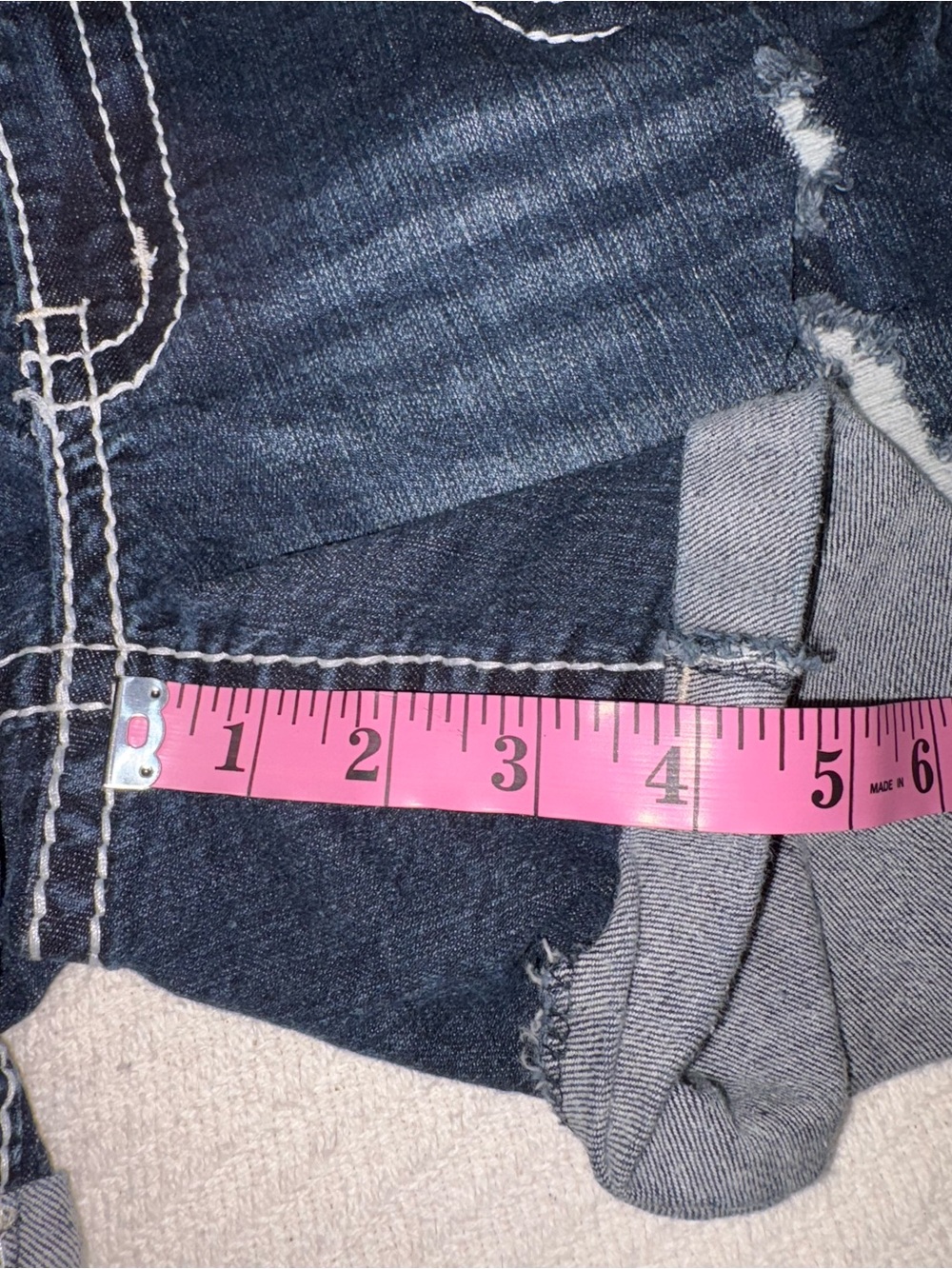 Maurices Y2K Originals High Contrast Low Rise Denim Destructed Patched Shorts - Picture 2 of 8